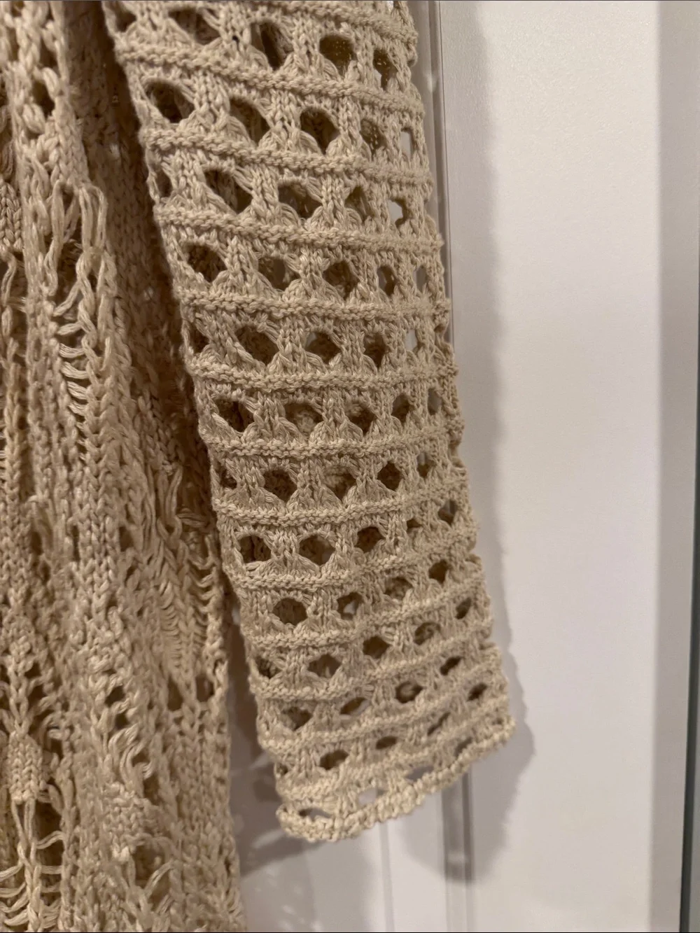 NATURAL LIFE Abigail Cream Open-Knit Crochet Duster Cardigan s/m